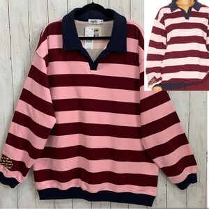 The Mayfair Group Come As You Are Striped Collar Oversized L/XL Sweatshirt